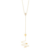 0.18ct 14k Yellow Gold Diamond Pave Lariat Necklace
